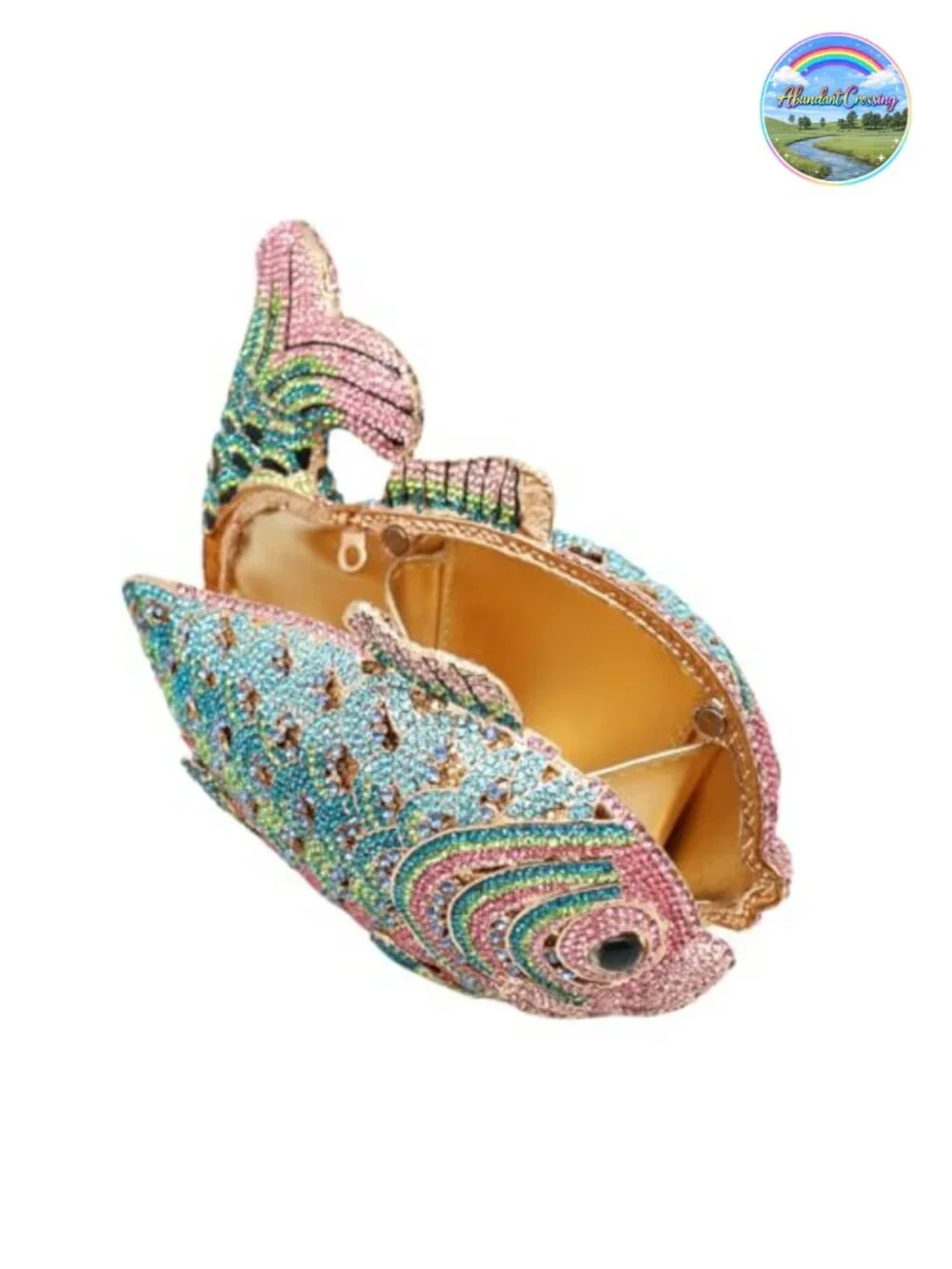Luxury Rhinestone Fish Evening Clutch Bag Party Wedding Purse
